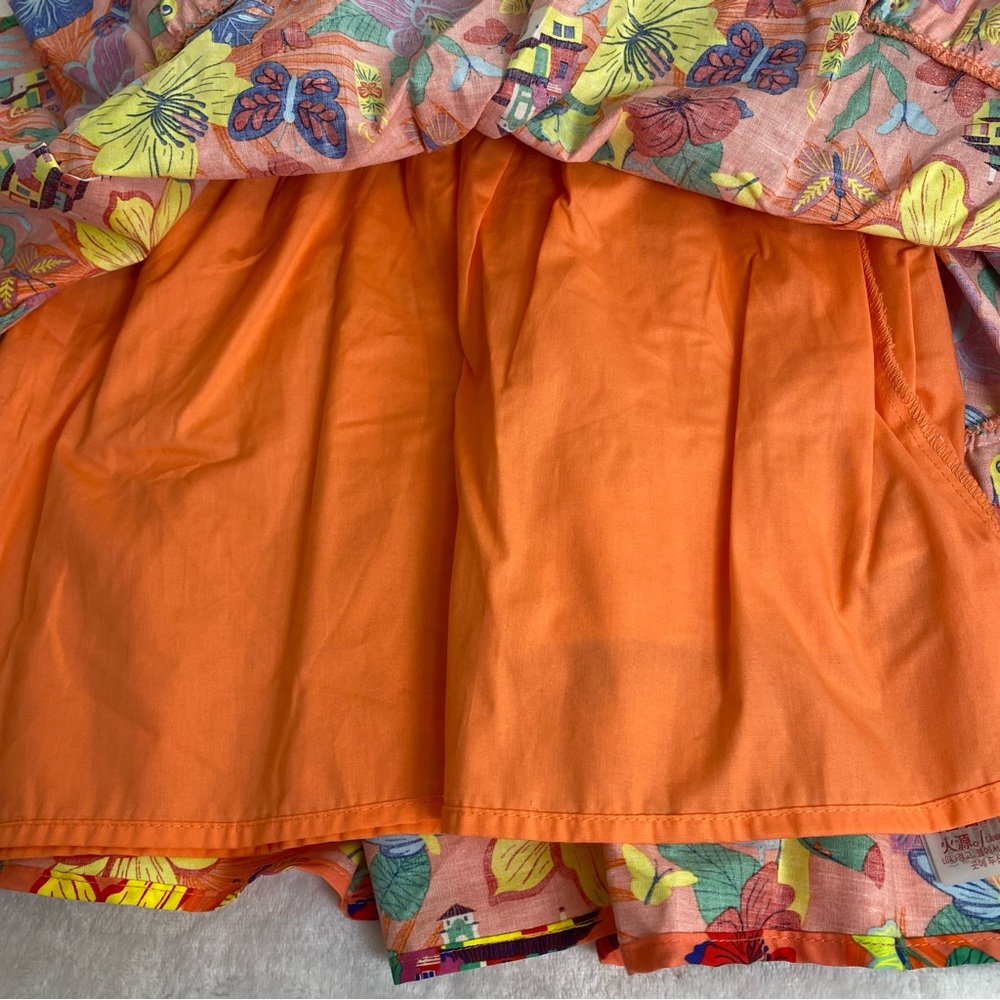 NWOT Disney Encanto Bright Tropical Print Sundress - Orange Floral Size 5/6 - Picture 6 of 11